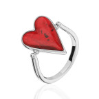 Кольцо 232-1, Серебро 925, Серебрение, Янтарь-Микс