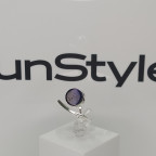 Кольцо 487-1, Серебро 925, Серебрение, Янтарь-Синий