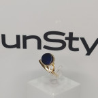 Кольцо 487-1, Серебро 925, Позолота, Янтарь-Синий