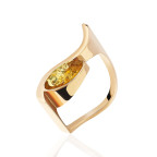 Кольцо 509-1, Серебро 925, Позолота, Янтарь-Лимонный