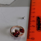 Кольцо 020-1, Серебро 925, Позолота, Янтарь-Вишневый