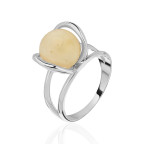 Кольцо 488-1, Серебро 925, Родирование, Янтарь-Матовый