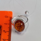 Кольцо 280-1, Серебро 925, Серебрение, Янтарь-Коньячный