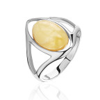 Кольцо 044-1, Серебро 925, Родирование, Янтарь-Матовый