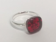 Кольцо 428-1, Серебро 925, Серебрение, Янтарь-Красный