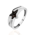 Кольцо 247-2, Серебро 925, Серебрение, Янтарь-Вишневый