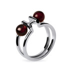 Кольцо 082-1, Серебро 925, Серебрение, Янтарь-Вишневый