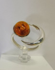 Кольцо 249-1, Серебро 925, Серебрение, Янтарь-Коньячный