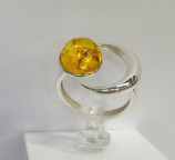Кольцо 249-1, Серебро 925, Серебрение, Янтарь-Лимонный