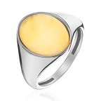 Кольцо 368-1, Серебро 925, Серебрение, Янтарь-Матовый