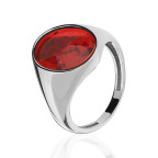 Кольцо 368-1, Серебро 925, Серебрение, Янтарь-Красный