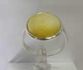 Кольцо 281-1, Серебро 925, Серебрение, Янтарь-Матовый