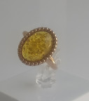 Кольцо 465-1, Серебро 925, Позолота, Янтарь-Лимонный