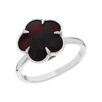 Кольцо 076-1, Серебро 925, Серебрение, Янтарь-Вишневый