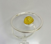 Кольцо 391-1, Серебро 925, Серебрение, Янтарь-Лимонный