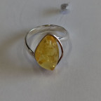 Кольцо 018-1, Серебро 925, Серебрение, Янтарь-Лимонный