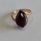 Кольцо 018-1, Серебро 925, Позолота, Янтарь-Вишневый
