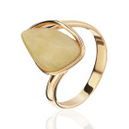 Кольцо 018-1, Серебро 925, Позолота, Янтарь-Матовый