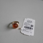 Кольцо 249-1, Серебро 925, Позолота, Янтарь-Коньячный