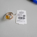 Кольцо 249-1, Серебро 925, Позолота, Янтарь-Лимонный