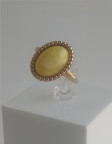 Кольцо 465-1, Серебро 925, Позолота, Янтарь-Матовый