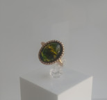 Кольцо 465-1, Серебро 925, Позолота, Янтарь-Изумрудный