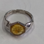 Кольцо 204-1, Серебро 925, Серебрение, Янтарь-Лимонный