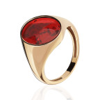Кольцо 368-1, Серебро 925, Позолота, Янтарь-Красный