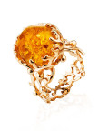 Кольцо 222-1, Серебро 925, Позолота, Янтарь-Медовый
