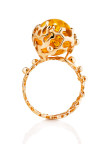 Кольцо 222-1, Серебро 925, Позолота, Янтарь-Медовый
