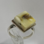 Кольцо 242-1, Серебро 925, Серебрение, Янтарь-Матовый