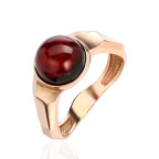 Кольцо 202-1, Серебро 925, Позолота, Янтарь-Вишневый