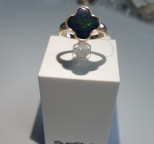 Кольцо 570-1, Серебро 925, Позолота, Янтарь-Синий