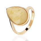 Кольцо 426-2, Серебро 925, Позолота, Янтарь-Матовый