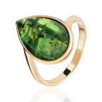 Кольцо 426-2, Серебро 925, Позолота, Янтарь-Изумрудный