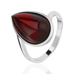 Кольцо 426-2, Серебро 925, Серебрение, Янтарь-Вишневый