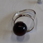 Кольцо 297-1, Серебро 925, Серебрение, Янтарь-Вишневый