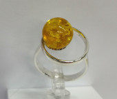 Кольцо 297-1, Серебро 925, Серебрение, Янтарь-Лимонный