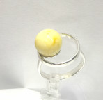 Кольцо 297-1, Серебро 925, Серебрение, Янтарь-Матовый