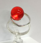Кольцо 297-1, Серебро 925, Серебрение, Янтарь-Красный