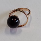 Кольцо 297-1, Серебро 925, Позолота, Янтарь-Вишневый