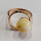 Кольцо 297-1, Серебро 925, Позолота, Янтарь-Матовый