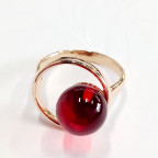 Кольцо 297-1, Серебро 925, Позолота, Янтарь-Красный