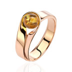 Кольцо 049-1, Серебро 925, Позолота, Янтарь-Лимонный