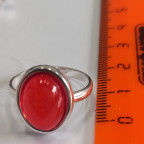 Кольцо 280-1, Серебро 925, Серебрение, Янтарь-Красный