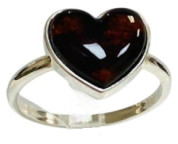 Кольцо 367-3, Серебро 925, Серебрение, Янтарь-Вишневый