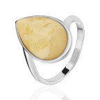 Кольцо 426-2, Серебро 925, Серебрение, Янтарь-Матовый