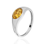 Кольцо 510-1, Серебро 925, Серебрение, Янтарь-Лимонный