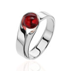 Кольцо 049-1, Серебро 925, Родирование, Янтарь-Красный