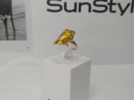 Кольцо 466-1, Серебро 925, Позолота, Янтарь-Лимонный